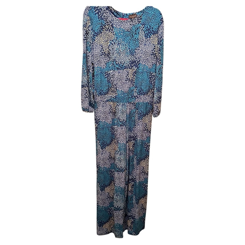 Blue & White Floral Long-Sleeve Jumpsuit – Size L